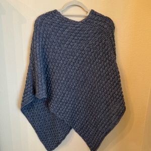 Chic Textured Blue Poncho